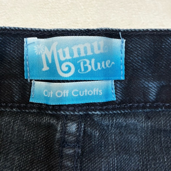 Show Me Your Mumu Blue Cutoff Shorts Distressed Denim Frayed Festival 27 - Picture 2 of 4